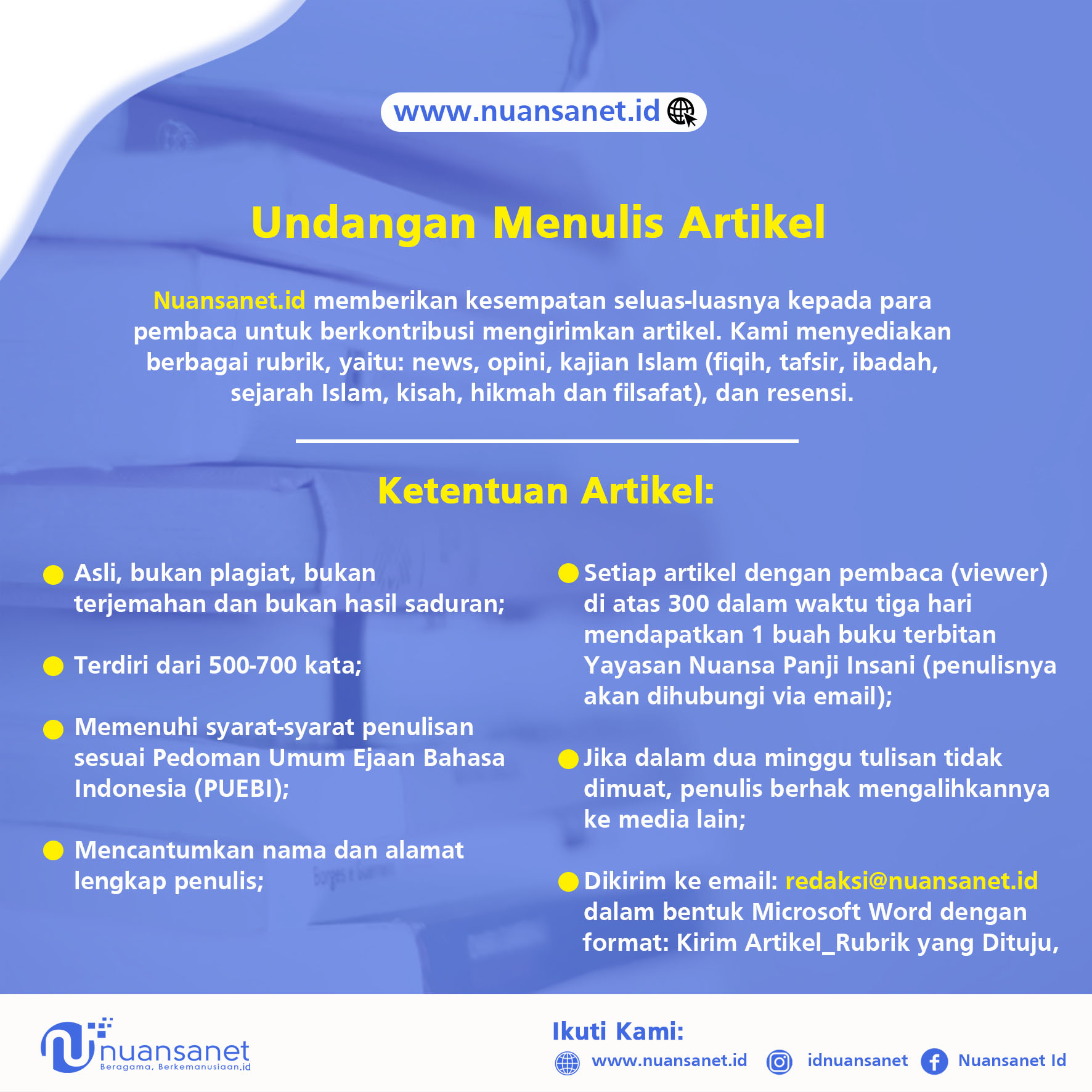 Kirim Artikel | Nuansamuslim